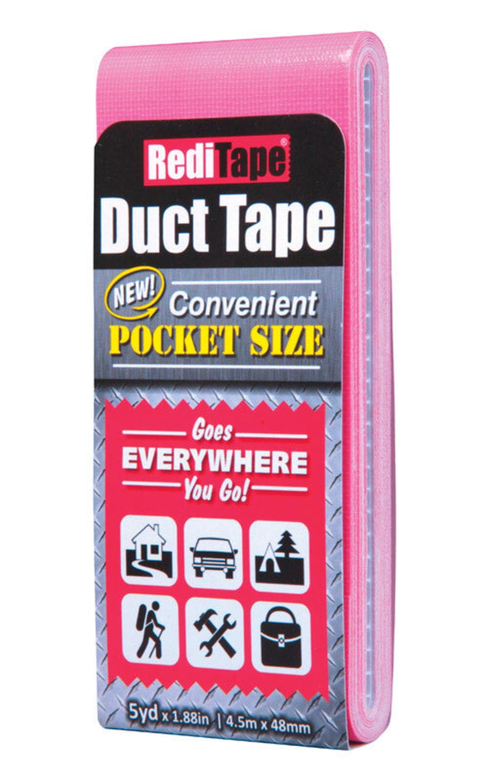 Reditape 4791547 15 ft. x 1.88 in. Pink Solid Color Pocket Size Duct Tape - Pack of 10