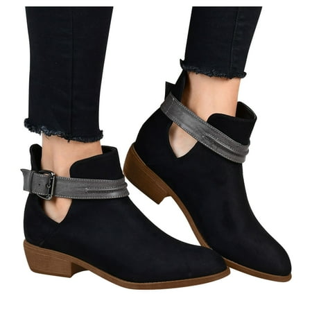 

Women s Shorty Boot Low Heels Cutout Booties Western Heeled Fall Booties Dress Shoes