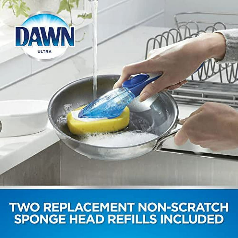 Aowoo 12 Pack Dishwand Refills Sponge Heads, Dish Wand Non Scratch Replacement, Heavy Duty Scrub Dots Brush Soap Dispenser Scrubbers, Kitchen Sink