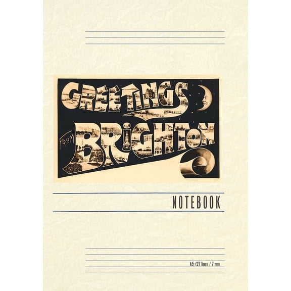 Vintage Lined Notebook Greetings from Brighton, England (Paperback)