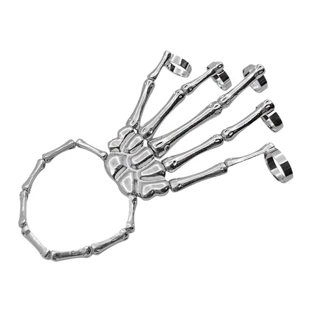 Alloy Halloween Metal Skeleton Hand Bracelet with Adjustable Chain for Any Occasion