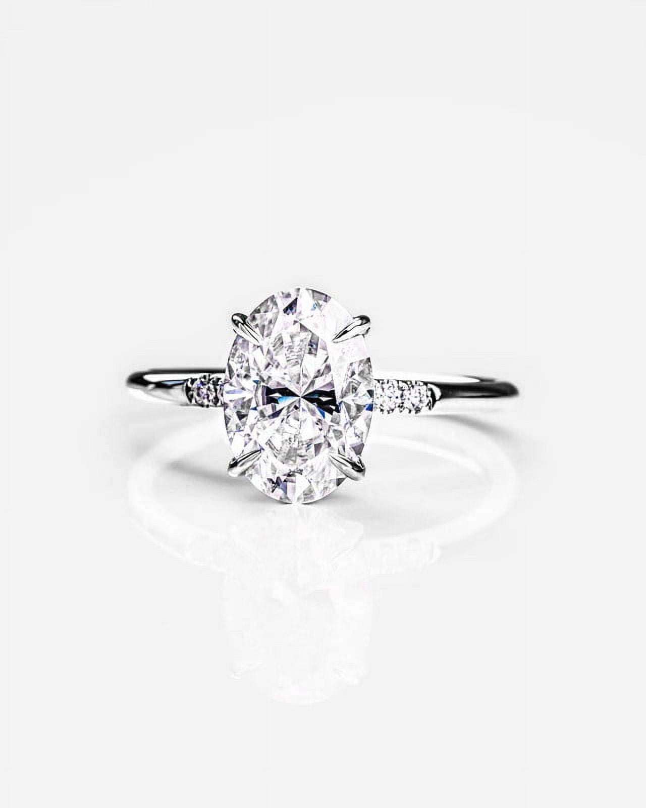 solitaire jewels 1.7CT Oval Moissanit Hidden Halo Engagement Ring For Women, 14K White Gold