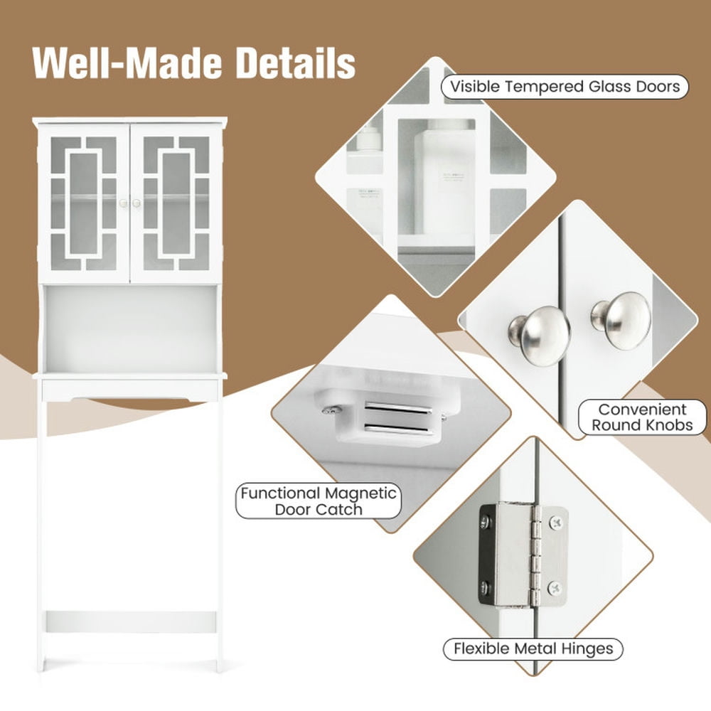 Finihen Toilet Storage Cabinet, Bathroom Cabinet Organizer, Bathroom Spacesaver Over the Toilet Door Storage Cabinet, for Bathroom, White
