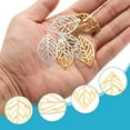 thumbnail image 3 of Uxcell 50Pcs Gold Hollow Leaf Ornaments Pendant, Metal Leaves Crafts for DIY Hairpin, 3 of 6