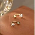 thumbnail image 3 of Solid 925 Sterling Silver Star Half Hoop Earrings Open Huggie Hoops for Women Teens CZ Star Hoop Earrings Ball Cuffs, 3 of 12