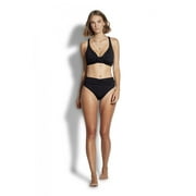 Seafolly Women's Standard High Waist Wrap Front Bikini Bottom Swimsuit, Black, 8 US