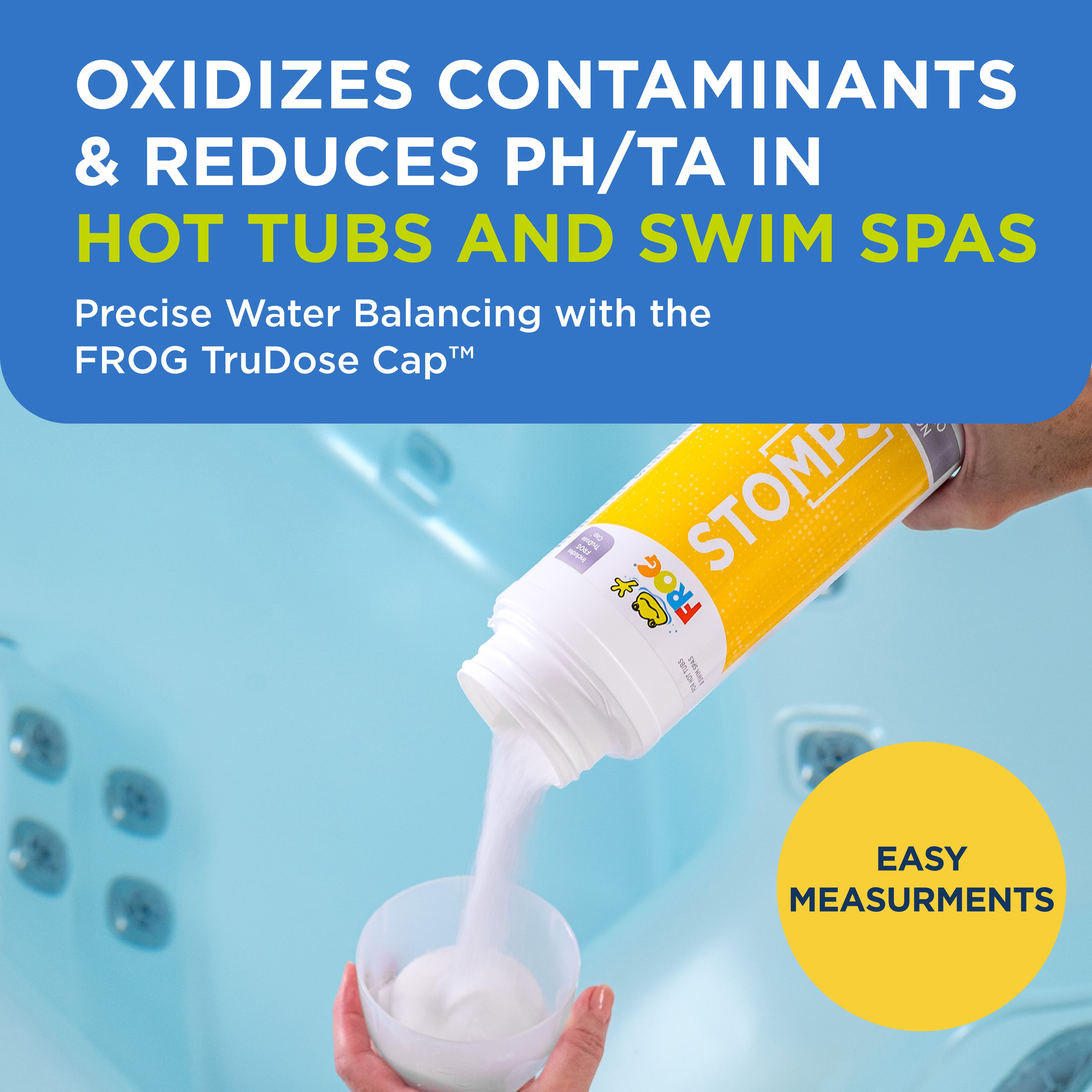 FROG StoMPS Non-Chlorine Shock Oxidizer & DropH pH and Total Alkalinity Decreaser for Hot Tubs and Swim Spas - 2 & 3 lb Bottles with TruDose Measuring Caps for Easy Maintenance & Balancing