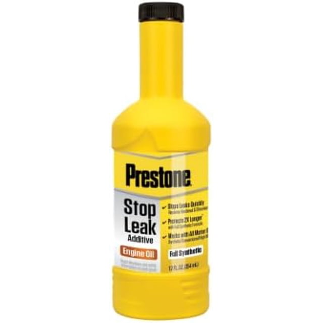 Prestone Stop Leak Additive Engine Oil, 12 oz – Full Synthetic Engine Oil Leak Repair Treatment