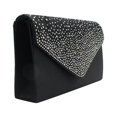 thumbnail image 3 of Willtoo Women Rhinestone Decor Envelope Clutch Bag Evening Party Handbag Purse Black, 3 of 3