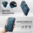 thumbnail image 5 of ELEHOLD for iPhone 16 Case for Men Women Wallet Case, Premium Leather Shockproof Purse Case with Credit Card Slots Zipper Pocket Anti-Loss Wriststrap iPhone 16,Blue, 5 of 8