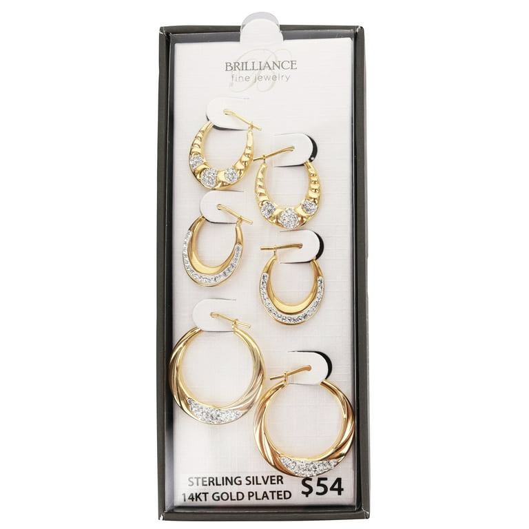 Brilliance Fine Jewelry Adult Hoop Earrings Set