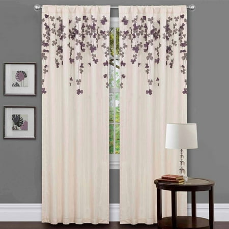 Generic Purple Orchid Flower Drops Window Single Curtain