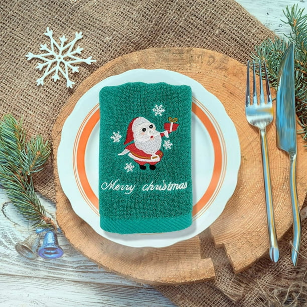 Christmas Cottons Towel Gift Box Red Christmas Tree And Green Santa Claus Holiday Gift
