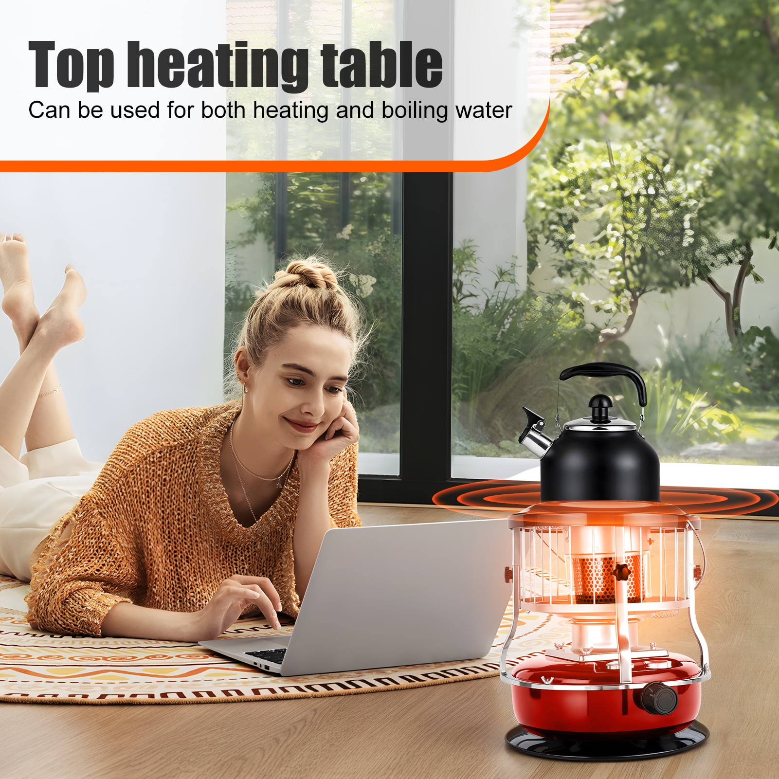 2-in-1 Kerosene Heater & Stove 9000 BTU, Portable Non-Electric Indoor/Outdoor Radiant Heater for Camping, Cooking, Emergency Heat