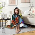 thumbnail image 4 of Wearable Blanket,Multicolor Butterfly Group Pattern Hooded Wearable Flannel Blanket for Adults & Teens,Winter Poncho Shawl Wrap Cape Cozy Anti-Pill,50"x60", 4 of 5