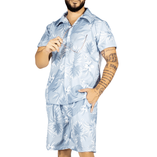 Conjunto Hombre Verano Camisa y Short a Juego Alberca Playa y Calor