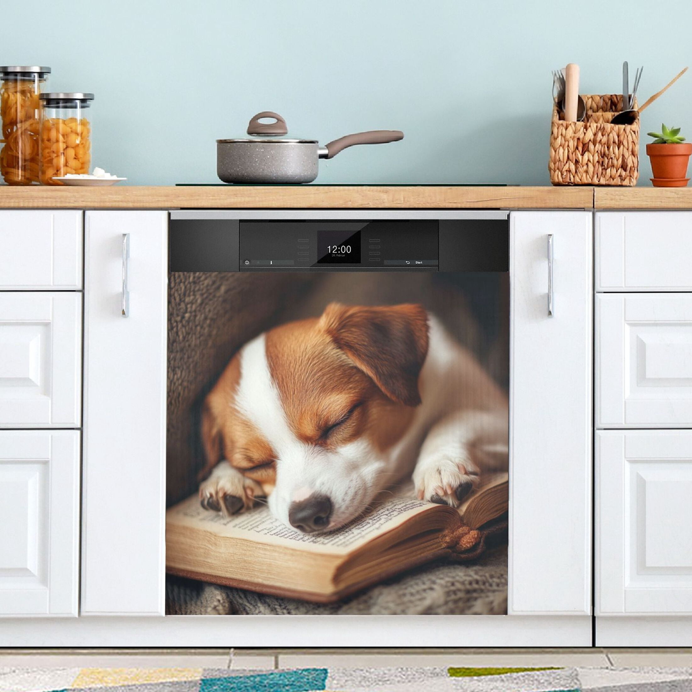 Dishwasher Magnetic Sticker 23x26 Inch Refrigerator Magnetic Sticker Washing Machine Magnetic Sticker Kitchen Panel Magnetic Sticker Home Decor Sleeping Cute Dog