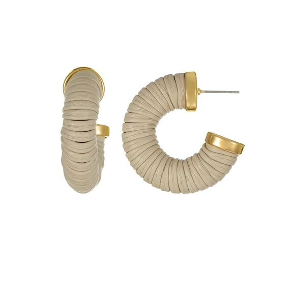 Time and Tru Goldtone and Tan Hoop Earring, 1 Pair