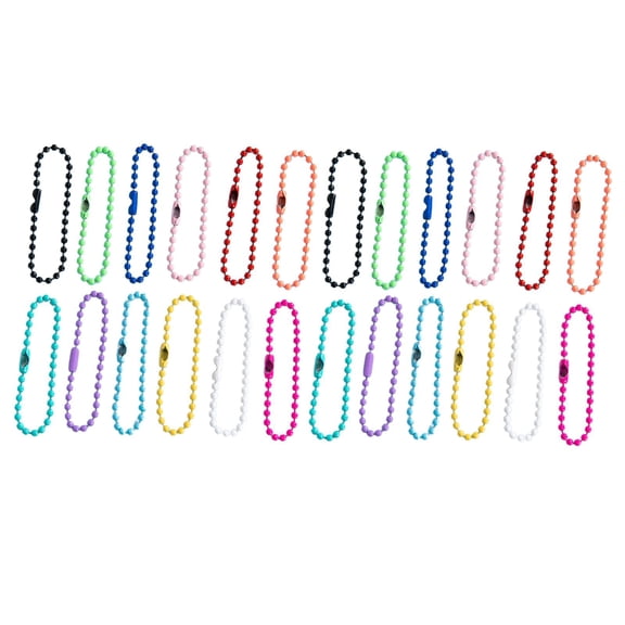 4.72 Inch Ball Bead Chains Connector Clasp Extension Keychain Tag Key Rings for Jewelry Finding Making Accessories, 2.4 mm Diameter, 100PCS