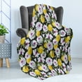 thumbnail image 4 of Floral Soft Flannel Fleece Throw Blanket, Tropical Hibiscus Blossoms Petals with Lemons Nature Harvest Spring Essence Image, Cozy Plush for Indoor and Outdoor Use, 70" x 90", Multicolor, by Ambesonne, 4 of 5