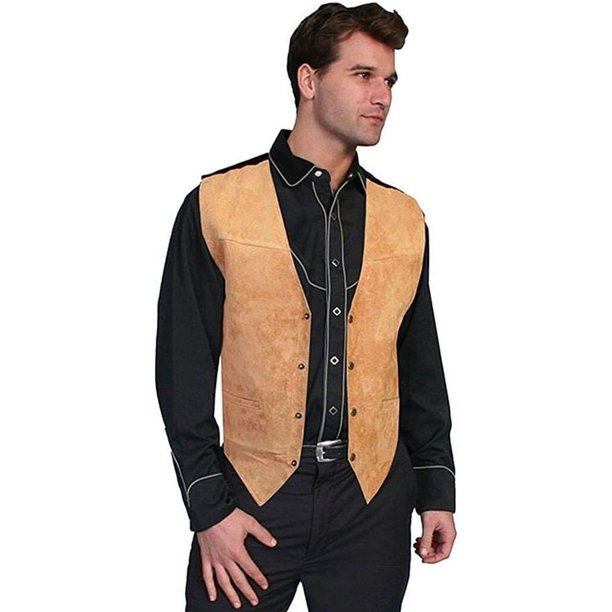 Chaleco de traje informal retro de color sólido ajustado con doble botonadura para hombre