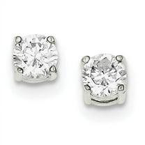 Primal Silver Sterling Silver Round Cubic Zirconia Stud Earrings