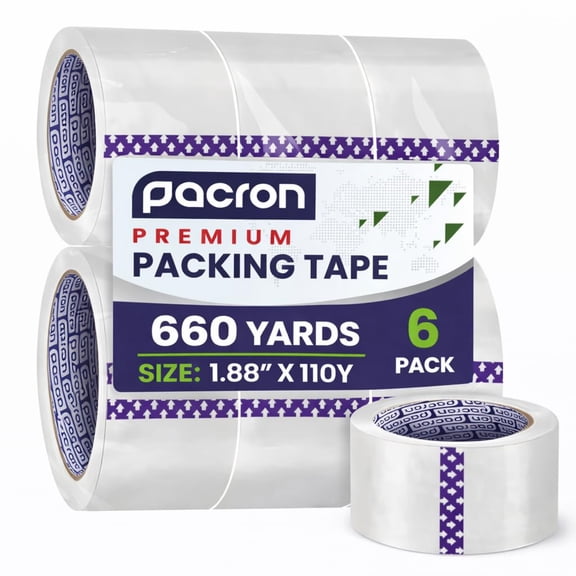 Pacron 6 Rolls Clear Packing Tape – Heavy Duty, 1.88x110 Yds, 660 Yds Total