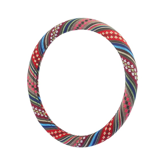 Unique Bargains 36cm Ethnic Style Linen Car Steering Wheel Cover Accessories Multicolor Printing Pattern