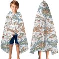 thumbnail image 3 of White Pioneer Flower and Paisley Pattern Hooded Bath Towel，60"x35" for Ages 3 To 12 Kids, Quick Dry Lightweight Soft Microfiber Hood Beach Towel Cover Up for Kids, 3 of 7