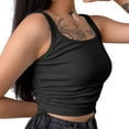 thumbnail image 5 of Women's Summer Solid Color Crop Top Square Neck Sleeveless Tie Up Vest Tee Shirt 4x Tops Top Women Crop Satin Top Graphic Top A Tops Beach Tops for Women plus Size Fashion Dress Adjustable Camisole, 5 of 7