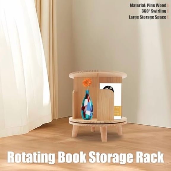 360 Round Bookshelf Small Wood Rotating Bookshelf Kids Bookcase, Revolving Bookcase Multi-Functional Bookshelf Organizer Circular Bookcase Toddler Bookshelfs for Bedroom,Classroom