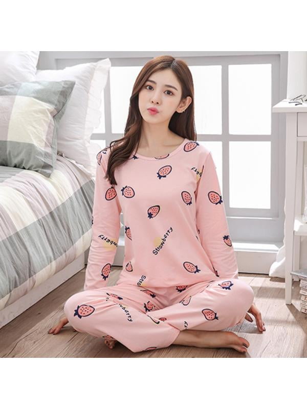 KM Girls Nightgown Lace Round Neck Long Sleeve Cute Animal Print Sleepwear