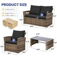 thumbnail image 6 of YIORTWO 4-Piece Outdoor Patio Furniture Set, Wicker Sofa Set with Thick Sandwich Cushions, All-Weather Rattan Deep Seating Set with Tempered Glass Table, Black, 6 of 7