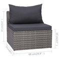 thumbnail image 4 of vidaXL 3 Piece Garden Sofa Set with Cushions Grey Poly Rattan, 4 of 4