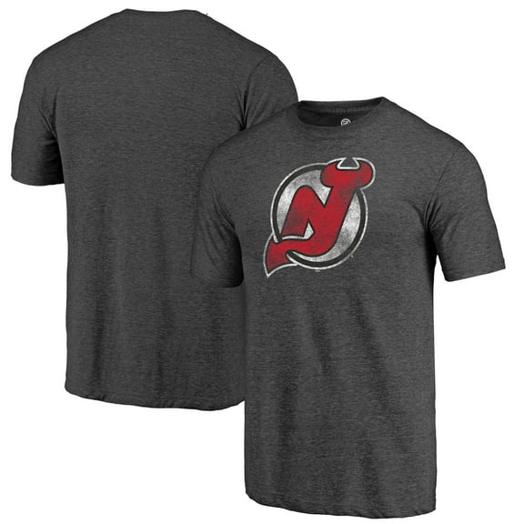 Men's Charcoal New Jersey Devils Distressed Tri-Blend T-Shirt