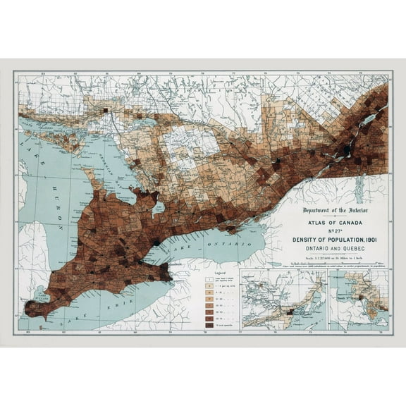 Historic Map - Ontario Quebec Canada 1901 - White 1906 - Vintage Wall Art