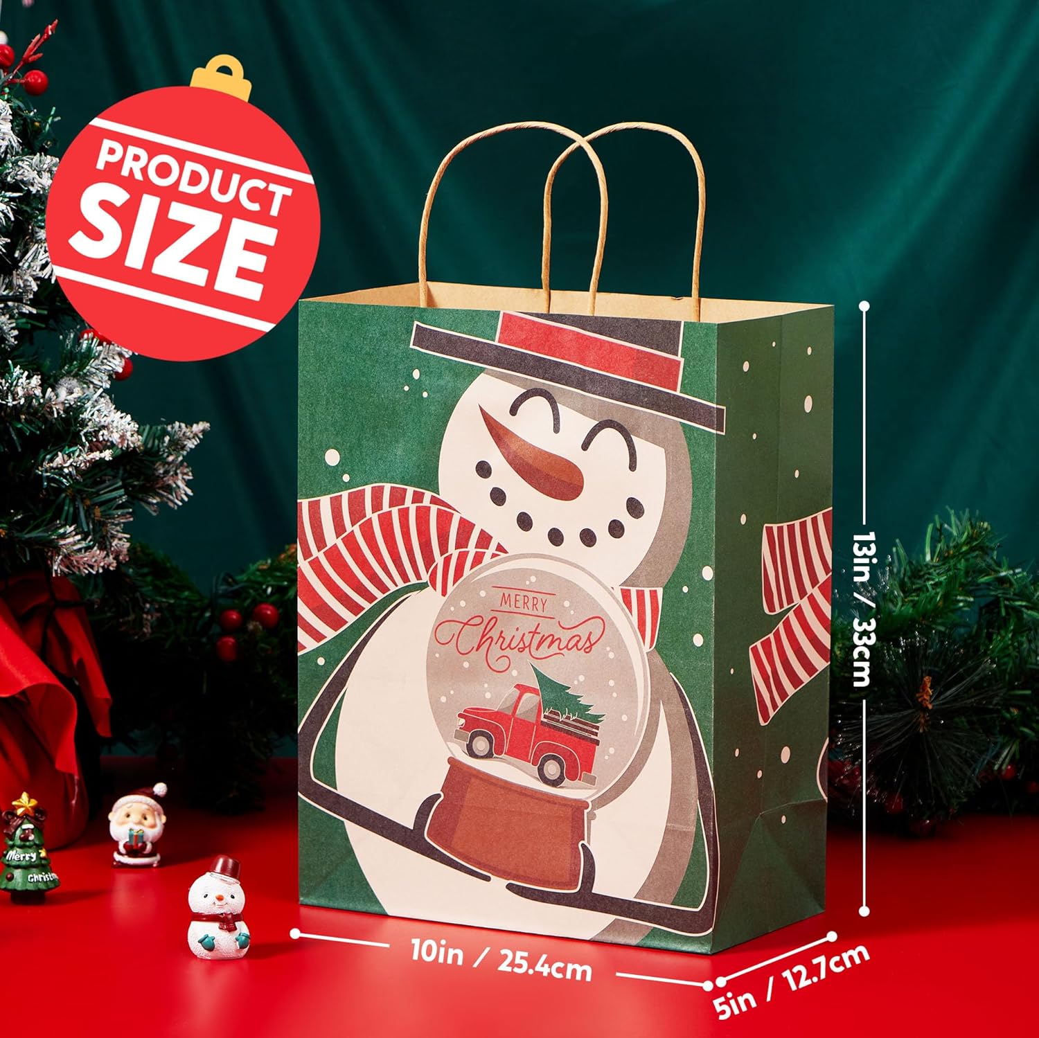 Joyfy 24-Piece Christmas Kraft Gift Bags with Handles photo 5