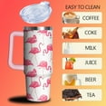 thumbnail image 3 of 30 oz Flamingo Tumbler with Handle and Straw, Insulated Stainless Steel Cup with Lid, Travel Coffee Mug Water Bottle, Gifts for Woman Animal Lovers, 3 of 6