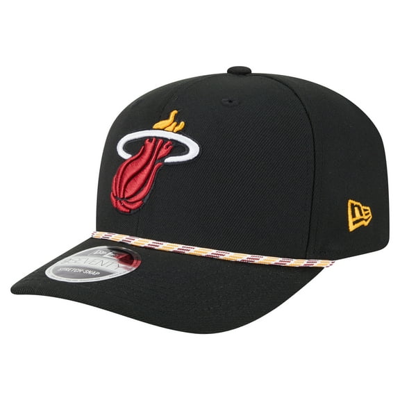 Men's New Era Black Miami Heat Rope 9SEVENTY Adjustable Hat