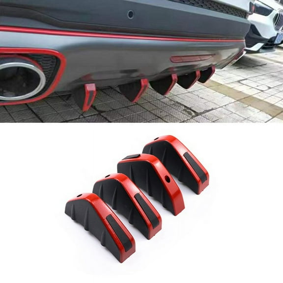 Car Rear Lower Bumper Wing Lip Diffuser, Anti-Crash Accessories Spoiler Protector, Rear Bumper Splitter Lip Wing , 4Pcs