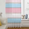 thumbnail image 6 of Pink Blue Wood Grain Sheer Curtains 45 Inches Long, Modern Colorful Striped Light Filering Curtains, Breathable Simi Curtain Privacy Drapes for Kitchen Bathroom Lightweight Small Window Treatment, 6 of 9