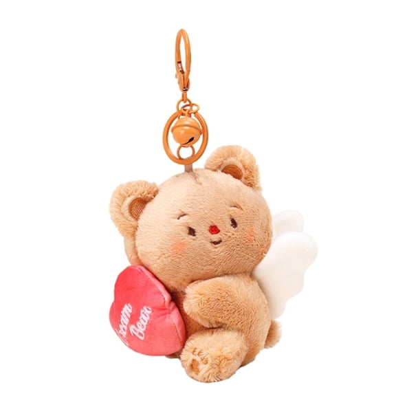 Cute Keychain with Expandable Heart shaped Pendant Practical Bear Keyring Mobile Phone Accessory Pendant for Backpack