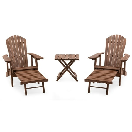 Big Lots Patio Furniture Jacksonville Fl Coral Coast Hubbard 3 Pc. Big Daddy Reclining Adirondack Chairs with Pull-Out Ottomans & Free Side Table - Dark Brown ()