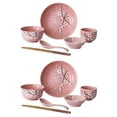thumbnail image 1 of 1 Set Ceramic Cutlery Set Household Japanese-style Tableware Kit (Pink), 1 of 8