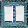 thumbnail image 1 of Metal Light Switch Plate Cover Elegant Teal Mandala Flower Tile Pattern TIL062, 1 of 13