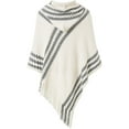 thumbnail image 2 of Poncho Cape en Tricot Rayé à Capuche pour Femmes avec Franges, 2 of 6