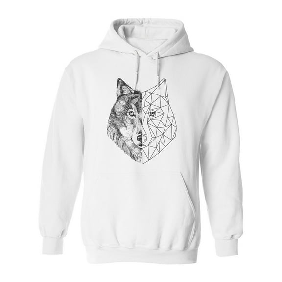 Realistic And Polygonal Wolf Hoodie Men -Image by Shutterstock, Male Large