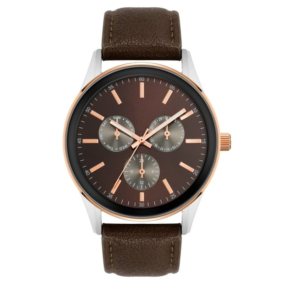 George Mens Casual Brown Watch with Traditional Strap
