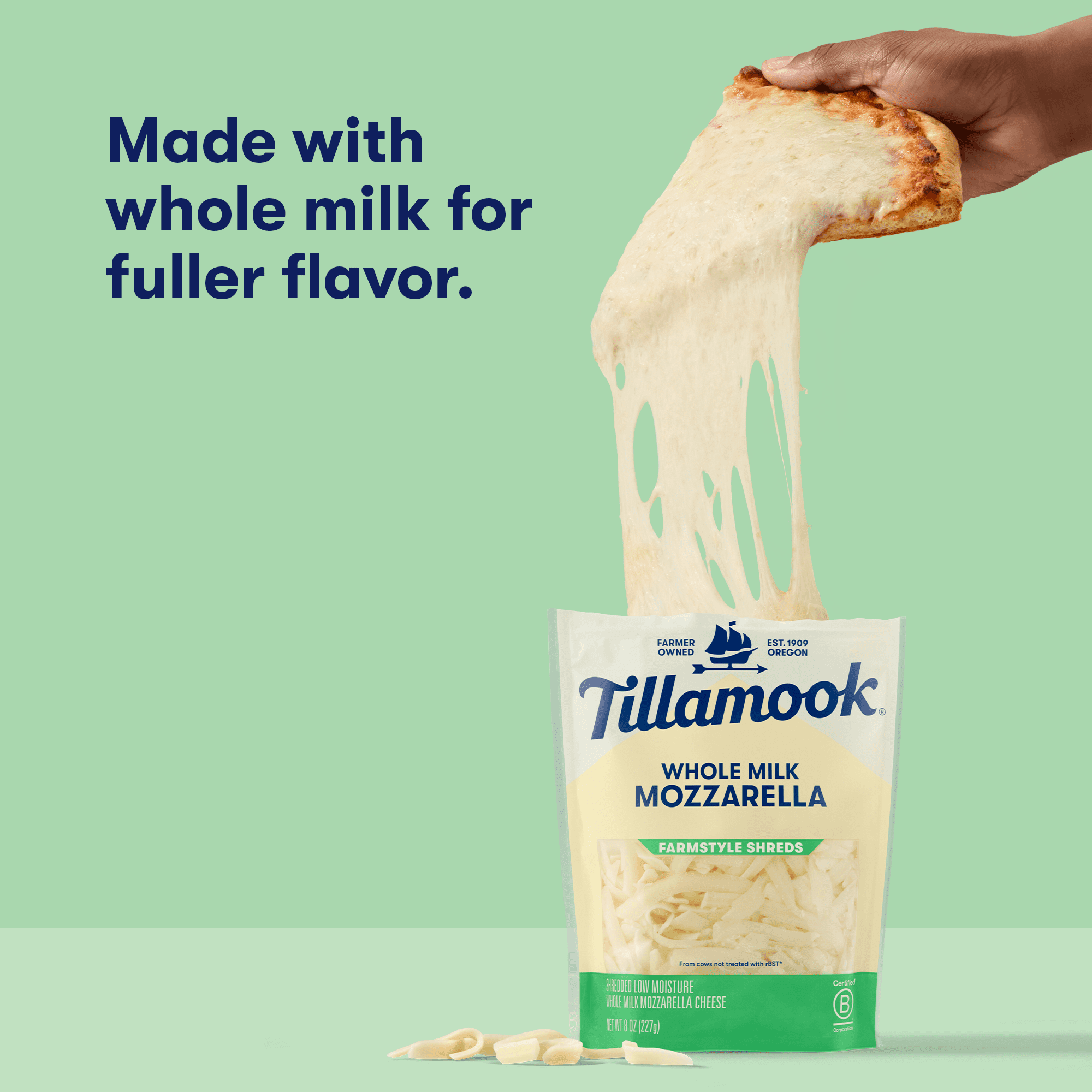 Tillamook Farmstyle Whole Milk Mozzarella Shredded Cheese, 8 oz