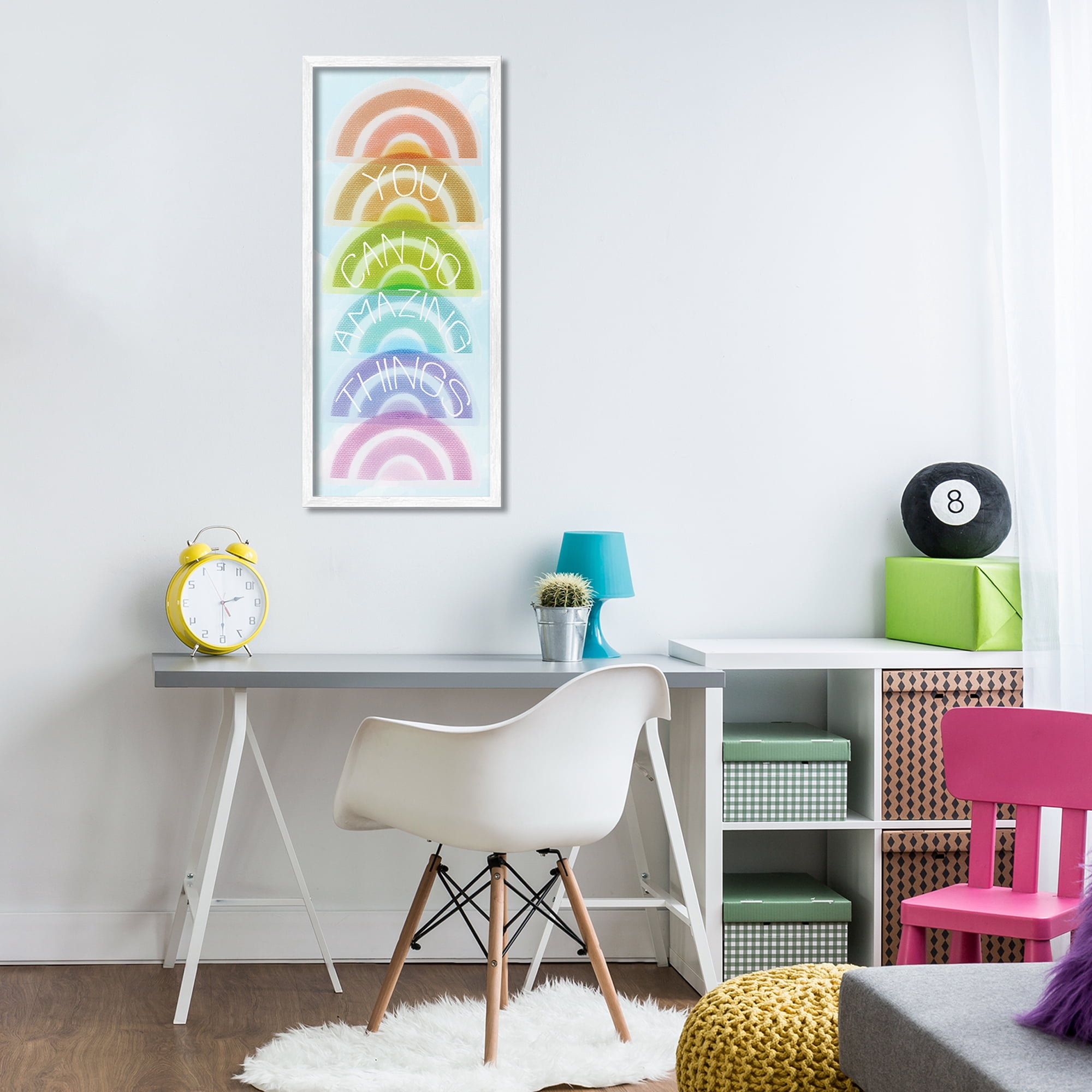 Stupell Industries Amazing Things Rainbow Encouragement White Framed Giclee Art, design by Lil' Rue